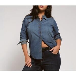NWT Universal Standard Minimalist Stretch Chambray Shirt (M / 18-20)